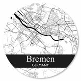 Runder Bremen Stadtplan Platte in Weiß – moderne Wanddekoration