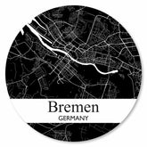 Runder Bremen Stadtplan Platte in Schwarz-Weiß – moderne Wanddekoration