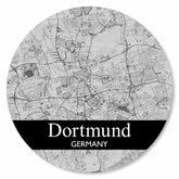Runder Dortmund Stadtplan Platte in Grau – moderne Wanddekoration