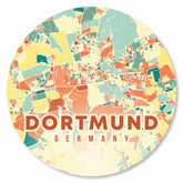 Runder bunter Dortmund Stadtplan – moderne Wanddekoration
