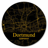 Runder Dortmund Stadtplan Platte in Gold – moderne Wanddekoration