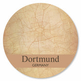 Runder Dortmund Stadtplan Platte im Vintage-Look – nostalgische Wanddekoration