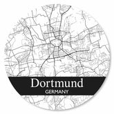 Runde Dortmund Stadtplan Platte in Weiß – moderne Wanddekoration