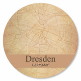 Runder Dresden Stadtplan Platte im Vintage-Stil – nostalgische Wanddeko
