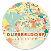 Runde bunte Düsseldorf Stadtplan Platte – moderne Wanddekoration