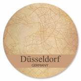 Runde Düsseldorf Stadtplan Platte im Vintage-Look – nostalgische Wanddeko