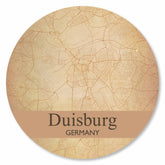 Runde Duisburg Stadtplan Platte im Vintage-Look – nostalgische Wanddeko