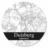 Runde Duisburg Stadtplan Platte in Weiß – moderne Wanddekoration