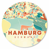 Runde bunte Hamburg Stadtplan Platte – moderne Wanddekoration