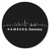 Runde Platte mit Skyline Hamburg und Elbphilharmonie als Wanddeko