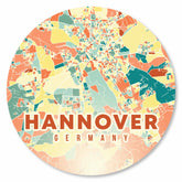 Runde bunte Hannover Stadtplan Platte – moderne Wanddekoration