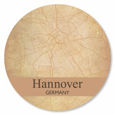 Runde Hannover Stadtplan Platte im Vintage-Stil – nostalgische Wanddeko