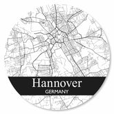 Runde Hannover Stadtplan Platte in Weiß – moderne Wanddekoration