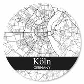 Runde Köln Stadtplan Platte in Weiß – moderne Wanddekoration