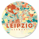 Runde bunte Leipzig Stadtplan Platte – moderne Wanddekoration