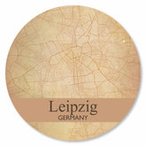 Runde Leipzig Stadtplan Platte im Vintage-Design – nostalgische Wanddeko