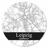 Runde Leipzig Stadtplan Platte in Weiß – stilvolle Wanddekoration