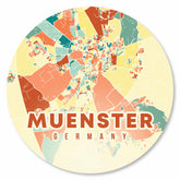 Runde bunte Münster Stadtplan Platte – moderne Wanddeko