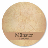 Runde Münster Stadtplan Platte im Vintage-Design