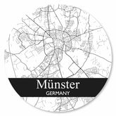 Runde Münster Stadtplan Platte in Weiß – moderne Wanddeko