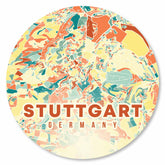 Runde bunte Stuttgart Stadtplan Platte – moderne Wanddeko