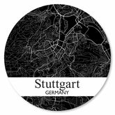 Runde Stadtplan Wanddeko Stuttgart in Schwarz – modernes Design Geschenk