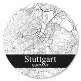 Runde Schieferplatte mit bedruckter Karte von Stuttgart
