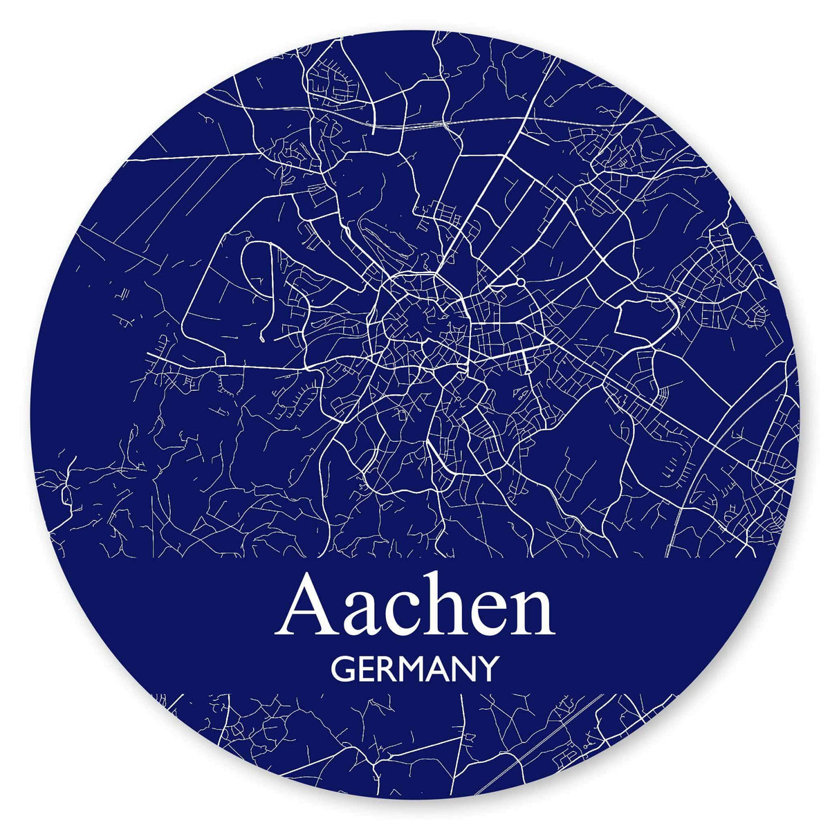 Ein Stadtplan von Aachen in blau