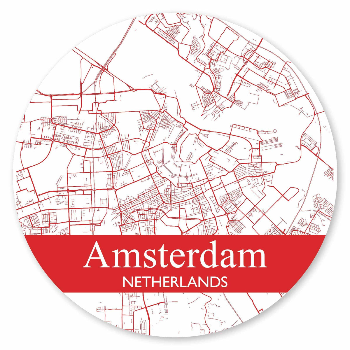 Stadtplan Amsterdam - Weiß-Rot